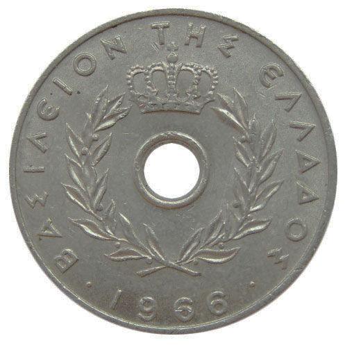 20 лепт 1966-1971 року. Костянтин ІІ. Греція VF 20 лепт 1966-1971 року. Костянтин ІІ. Греція VF