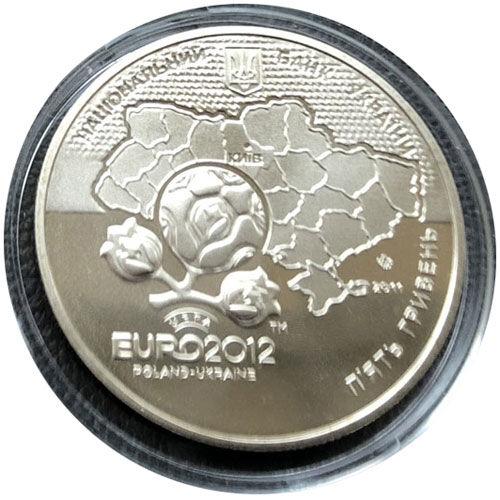 5 гривень 2011 рік Фінальний турнір чемпіонату Європи з футболу 2012. Місто Київ 5 гривень 2011 рік Фінальний турнір чемпіонату Європи з футболу 2012. Місто Київ