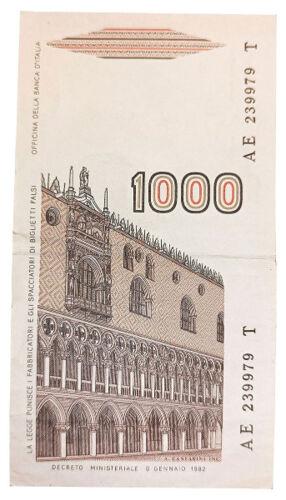 Банкнота 1000 лір 1982 року, Італія, VF Банкнота 1000 лір 1982 року, Італія, VF