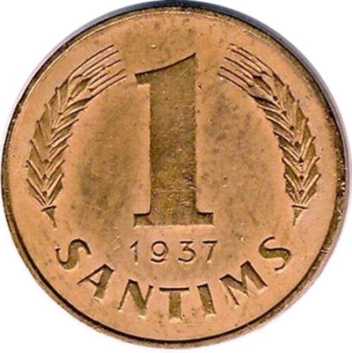 1 сантим 1937-1939 року, Латвія, VF
