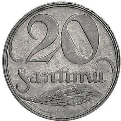 20 сантимів 1922 рік, Латвія, VF