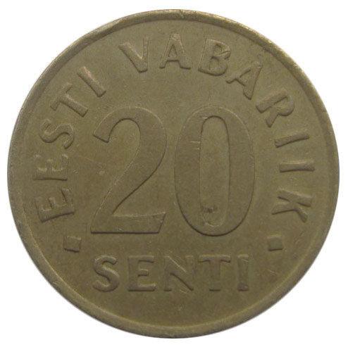 20 сентів 1992-2006 рік, Естонія, VF