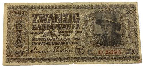 20 карбованців 1942 року. Окупація України F