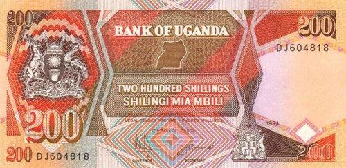 Банкнота 200 шилінгів 1994 року, Уганда, UNC