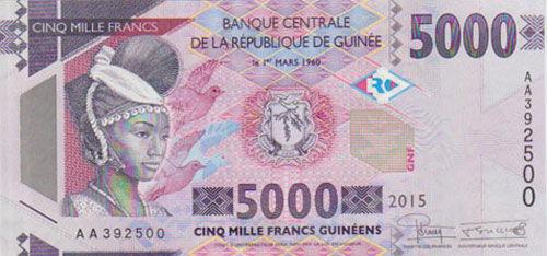 Банкнота 5000 франків 2015 року, Гвінея, UNC