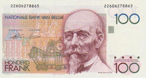 Банкнота 100 франків 1982 року, Бельгія, UNC