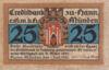 Банкнота 25 пфенігів 1922 року, Нотгельд, Ганн. Мюнден (Hann. Münden), UNC купити на monitex.com.ua - 0 Банкнота 25 пфенігів 1922 року, Нотгельд, Ганн. Мюнден (Hann. Münden), UNC