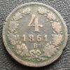4 крейцера 1861 року B Австро-Угорщина VF купити на monitex.com.ua - 0 4 крейцера 1861 року B Австро-Угорщина VF