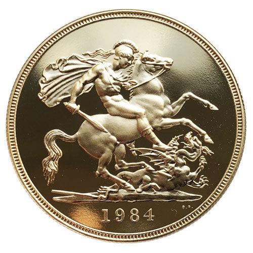 5 фунтів 1984 року. Великобританія, Золото. Proof