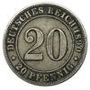 20 пфеннігов (PFENNIG) 1890 року "JJ", Німецька імперія, VF купити на monitex.com.ua - 0 20 пфеннігов (PFENNIG) 1890 року "JJ", Німецька імперія, VF