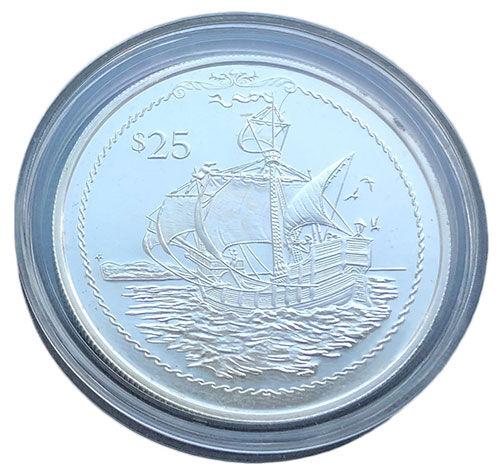 25 доларів 1992 року. Прицільна земля. Віргінські острови. Unc