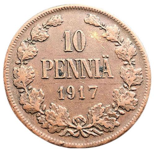 10 пенні 1917 року для Фінляндії, Микола II, VF-XF, №4
