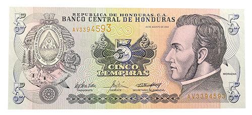 Банкнота 5 лемпір 2004-2014 років, Гондурас, UNC
