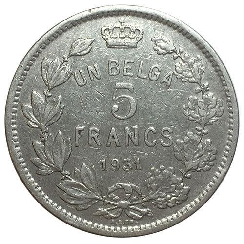 5 франків 1931 року. Бельгія VF