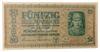 50 карбованців 1942 року. Серія 2 цифри (в/з Гриби) Окупація України XF, №10 купить на monitex.com.ua - 0 50 карбованців 1942 року. Серія 2 цифри (в/з Гриби) Окупація України XF, №10