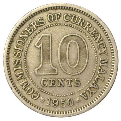 10 центів 1950 року. Малайя. VF