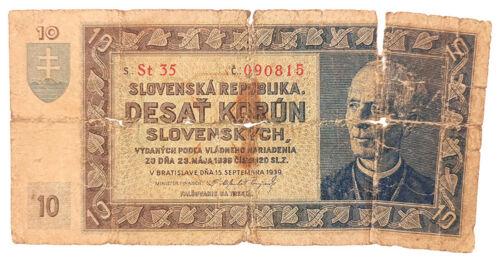 Банкнота 10 крон 1939, Словаччина, G