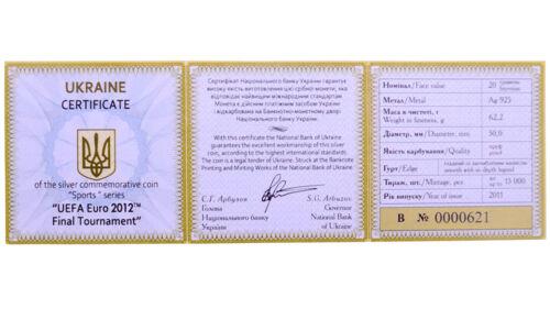 20 гривень 2011 рік «Фінальний турнір чемпіонату Європи з футболу 2012 р.» Proof 20 гривень 2011 рік «Фінальний турнір чемпіонату Європи з футболу 2012 р.» Proof