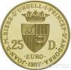 Золота монета 25 динерів 1997 року. Андорра. Європа, що тримає Римський договір купити на monitex.com.ua - 1 Золота монета 25 динерів 1997 року. Андорра. Європа, що тримає Римський договір
